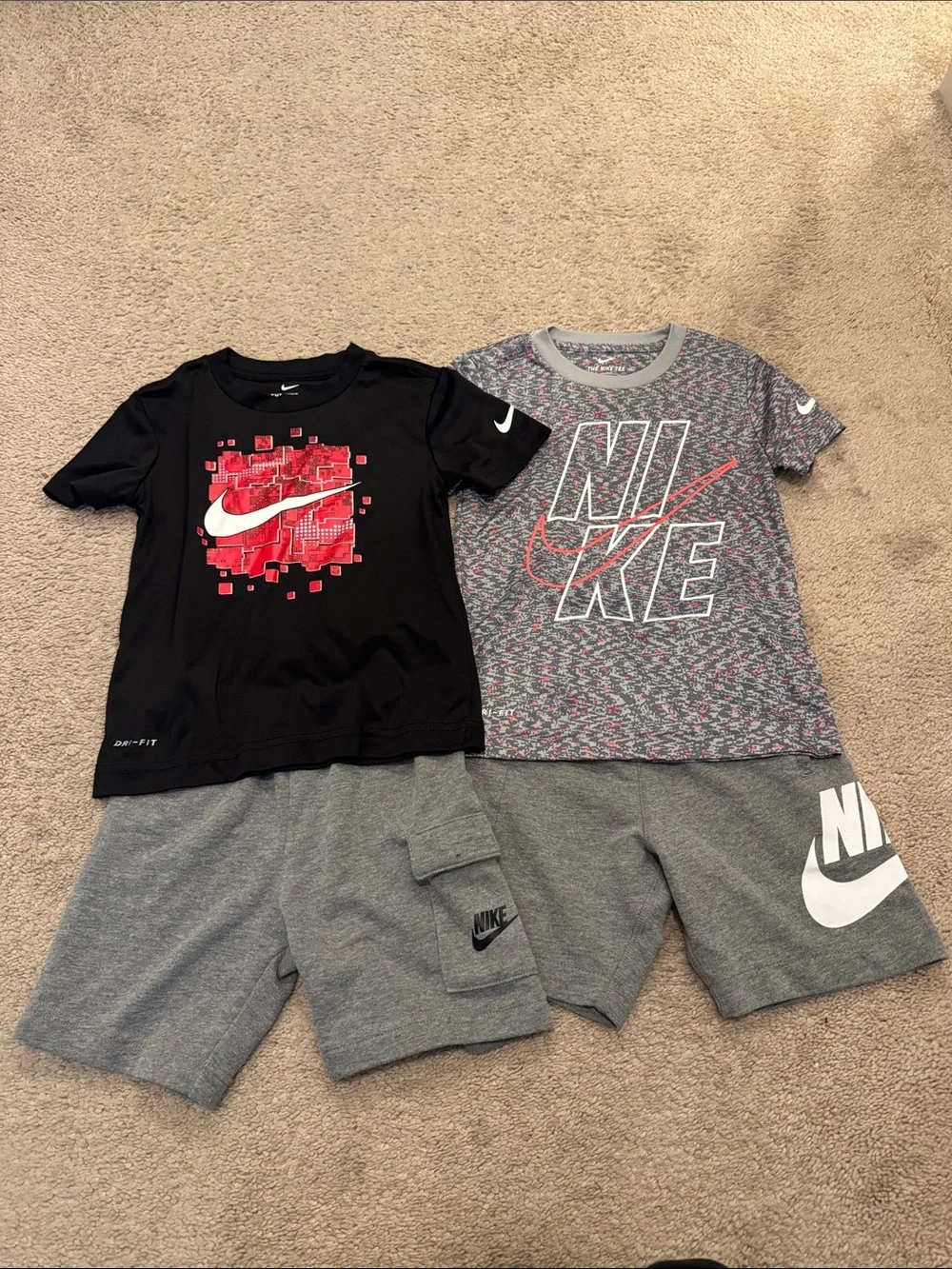 Nike Kids Short Sleeve Pajama Sets - Black, Gray & Red Accents
